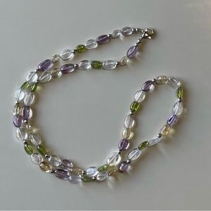 Brand New Crystal and Sterling Silver Beads Necklace